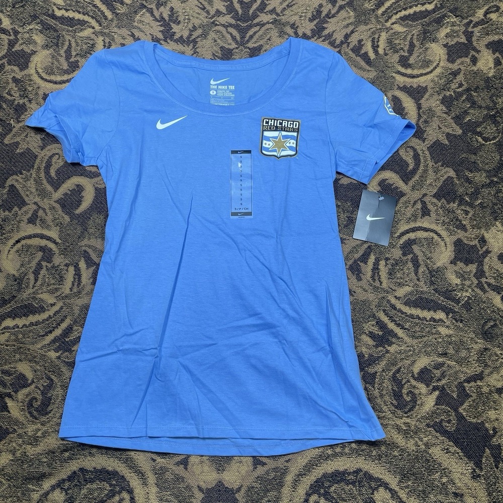 Nike Chicago Red Stars FC NWSL Women's Blue Home T Shirt Size Small New